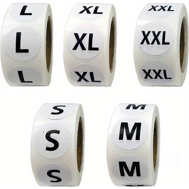 TEMU 2500pcs Clothing Size Stickers Labels Round Self Adhesive Size Stickers For Clothing T Shirts Retail, 7 Sizes (s, M, L, Xl, Xxl,)