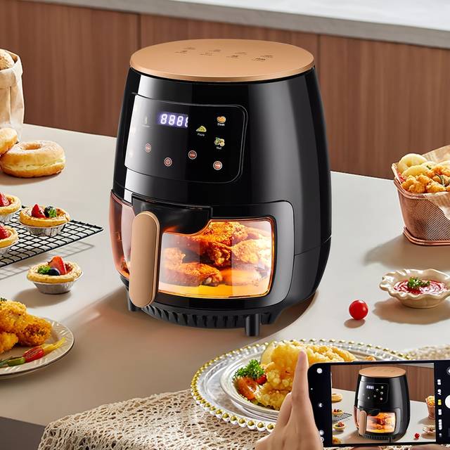 TEMU Window 6l Air Fryer, New Large Capacity, Touch Screen, Multifunction, Mini Oven, With 6 , Nonstick & Dishwasher , Basket- Black, Chicken, , Broils, Roasts, Dehydrates, , Reheats