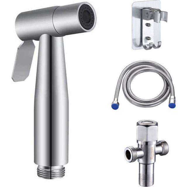 Handheld Toilet Bidet Faucet Sprayer Stainless Steel Bathroom Hand Bidet Spraye Set Toilet Self Cleaning Shower Head No Punch