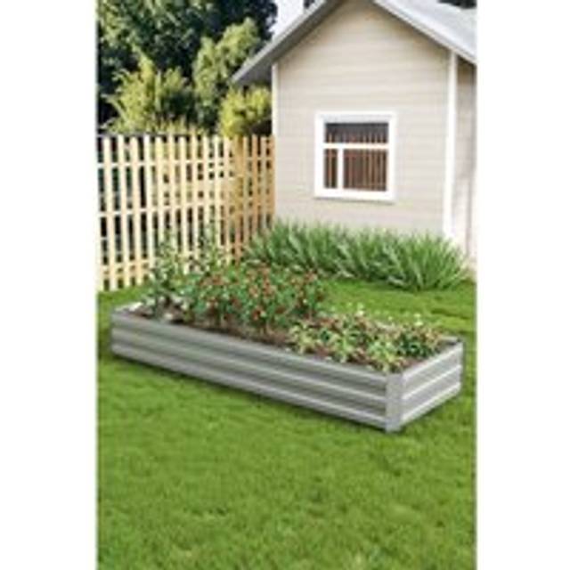 Livingandhome - 240cm w Outdoor Rectangular Metal Raised Garden Bed