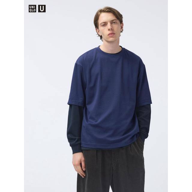 (69 NAVY/XXL) Uniqlo Japan Air RhyThm CoTTon Oversized T shirT 5 minuTe Sleeve