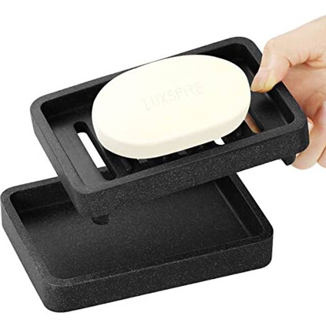 Luxspire Soap Dish Tray, Double Layer Draining Soap Holder, Detachable Soap Container Box for Bathroom Shower, Kitchen Sink Dish Sponge Holder,
