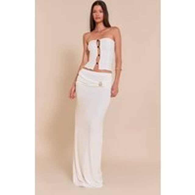 White Burnout Mesh Trim Detail Wrap Maxi Skirt - 16