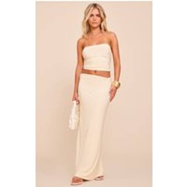 Petite Stone Twist Detail Maxi Skirt, White