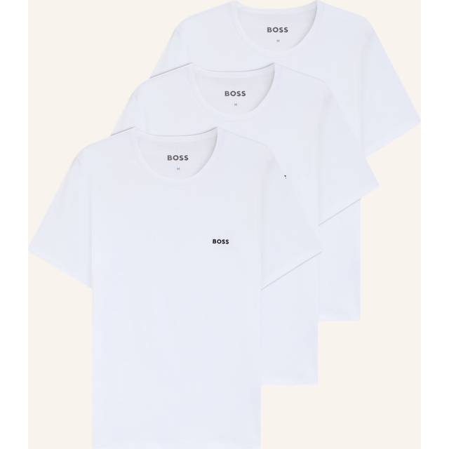 Men's BOSS Orange Mens Three-Pack of Cotton Underwear T-Shirts with Logo Embroidery - White - Size: 42/Regular