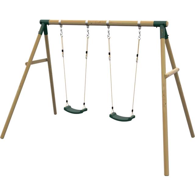 Plum Marmoset Wooden Swing Set - Double Swing - Green, Brown