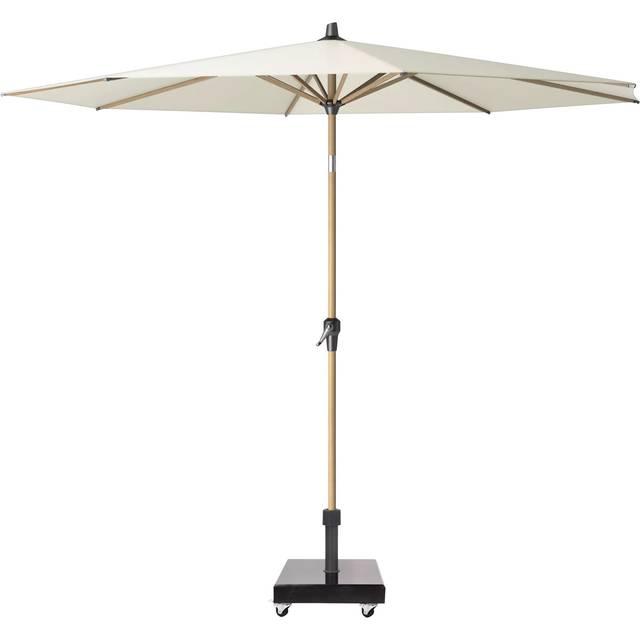 Pacific Riva Teak Centre Pole Round Parasol & Base with Cover, 3m, Champagne