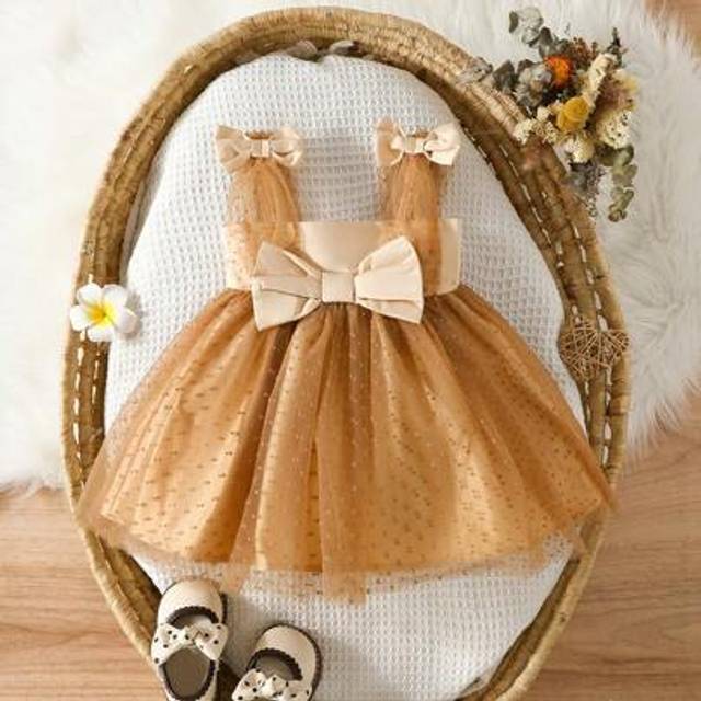 SHEIN Baby Girls&#39; Elegant Cute Tulle Dress, Holiday Party Fluffy Dress Christening Casual Cute Party Dress For Photography