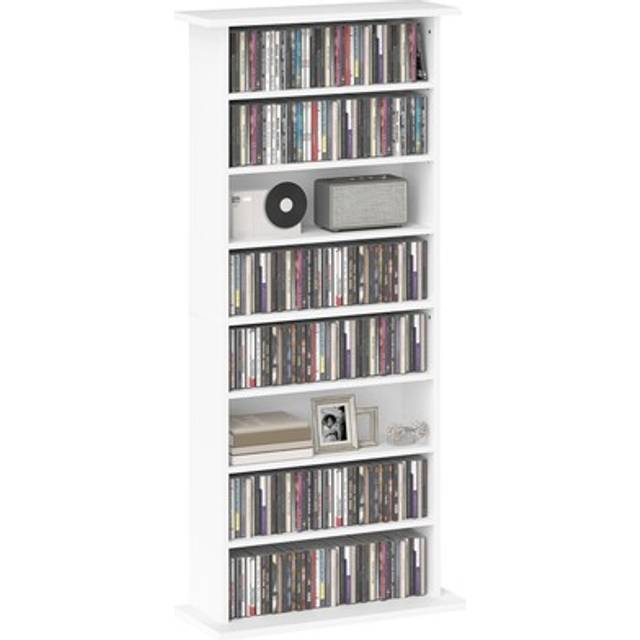 Homcom Cd Storage Unit Dvd Tower Blu-ray Storage Shelf For Living Room White