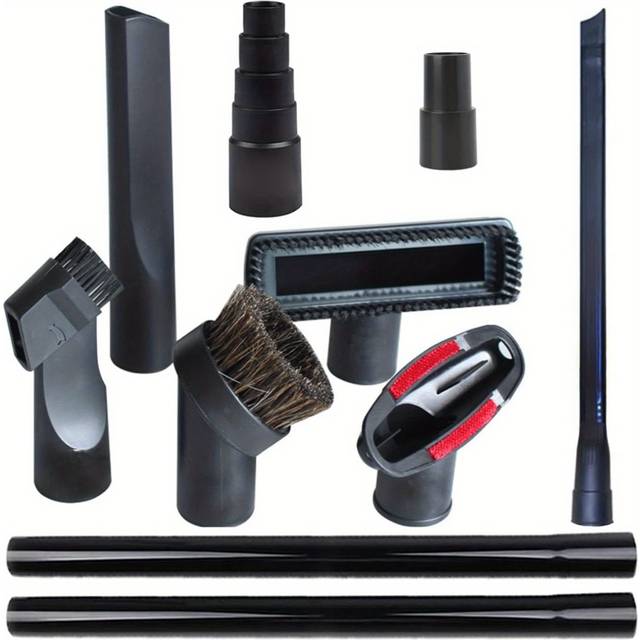 TEMU Vacuum Attachment Kit With Hose Adapter - Includes 1-1/4" & 1-3/8" Connectors, Crevice Brush, Extension Wands, And More For Shop Vac - Ideal For Carpets, Furniture, And Pet Hair Removal