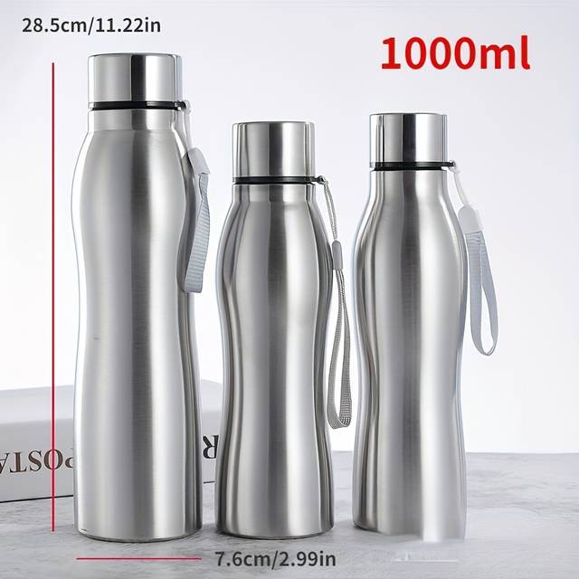 TEMU 1pc 25.36/33.81oz Large Capacity Outdoor Sports Water Bottle With , Portable Stainless Steel Water Cup
