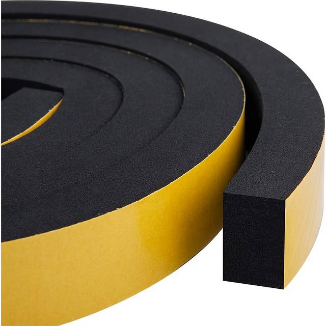 TEMU Weatherstripping Foam Tape - 1 Roll, 1.2cm Wide X 1cm Thick, Strong Adhesive, Lightweight, Soundproofing, Proof Insulation Foam Tape For Sliding Doors, Front Door Frames, Windows, Car Sealing