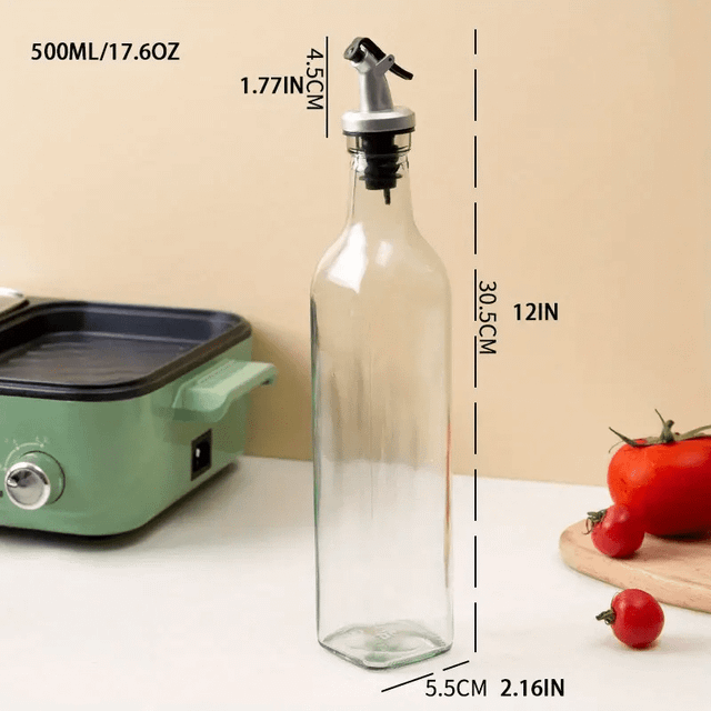 TEMU Large Capacity Glass Oil, Vinegar, Soy Sauce Dispenser Bottles - Leak-proof, Durable, Ideal For Kitchen Use, 150ml/250ml/500ml, Kitchen Storage|modern Kitchenware|glass Dispenser