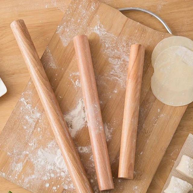 TEMU Premium Wood Rolling Pin - Ergonomic, Dough Roller For Pizza, Pie, & More - Durable Kitchen Baking Tool With Handle