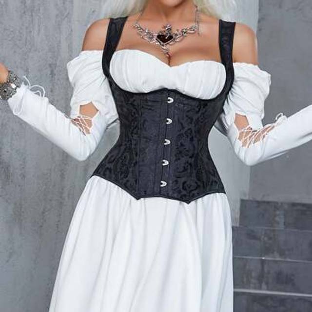 SHEIN Women&#39;s Corset Jacquard Fabric Steampunk Corset Victorian Style Tights For Party