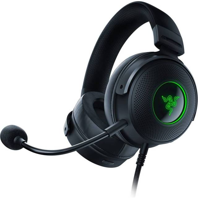 Razer Kraken V3 HyperSense - trådbundet USB-spelheadset med haptisk teknik (TriForce Titanium 50 mm drivelement, THX Spatial Audio, avtagbar HyperClear Cardioid-mikrofon) Svart