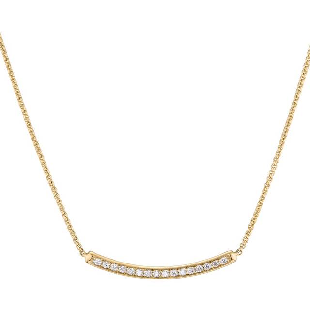 David Yurman - 18kt yellow gold Petite Pavé Bar diamond necklace (1.25mm) - women - Diamond - One Size