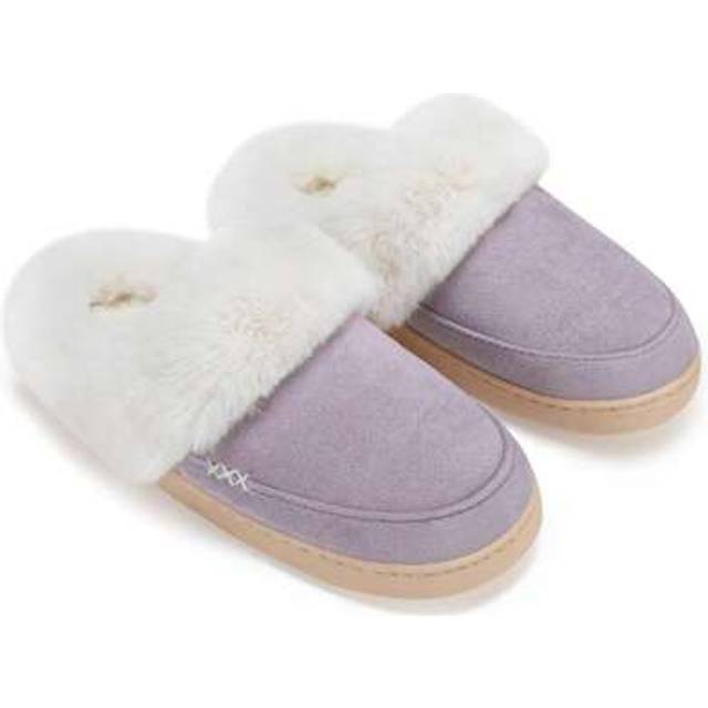 SHEIN NineCiFun Women And Men Suede Memory Foam Slippers Slip On Fluffy Fur Collar House Shoes Anti-Skid Indoor Outdoor