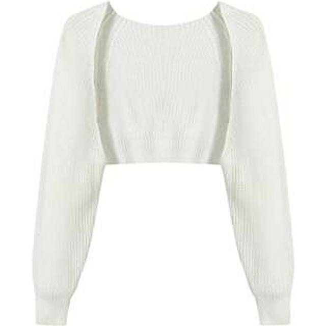 SHEIN Women&#39;s Knit White Short Sleeve Cardigan, Versatile