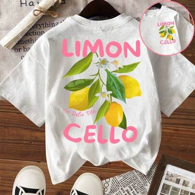 SHEIN Women&#39;s Casual Lemon Fruit Print Round Neck Short Sleeve Loose T-Shirt, Summer
