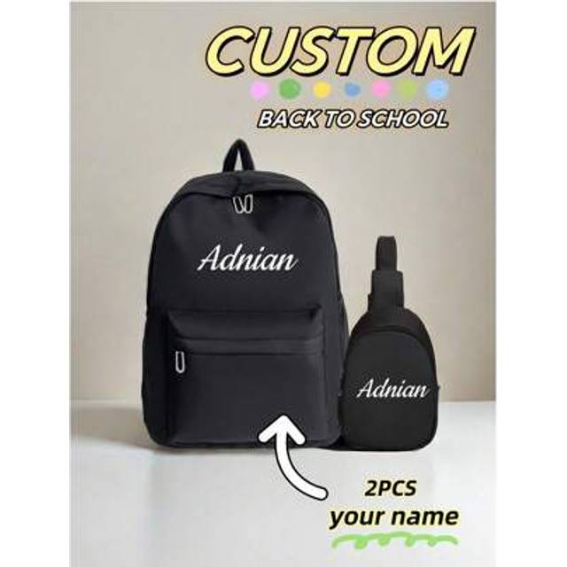 SHEIN A Customized Fitness Backpack With Personalized Names Or Festival Information. Two Mini Combo Bags. This Is A Stylish Solid-Color, Durable, Simple And