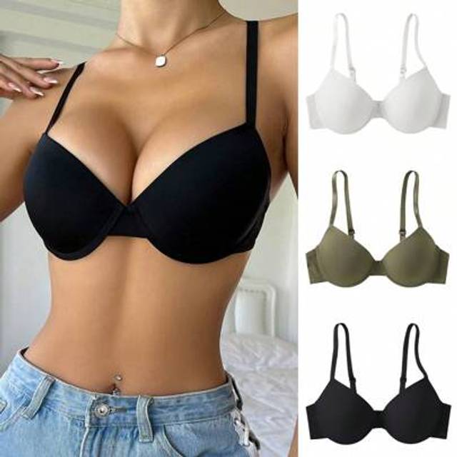 SHEIN 3pcs/Set Women&#39;s Solid Color Comfortable Wire-Free Bras