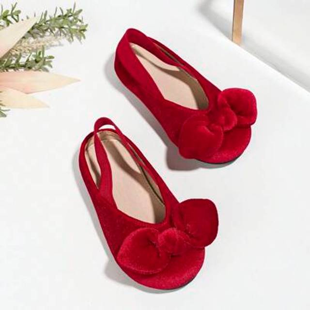 SHEIN Cute Girls&#39; Spring & Summer Bow Soft Bottom Toddler Flats