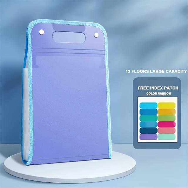 TEMU 13-pocket A4 Portable Vertical Folding File Folder With Colorful Tabs, Accordion Document Organizer Bag, Durable Pp Material, Ideal For School, Office, And Students, File Organizer Bag