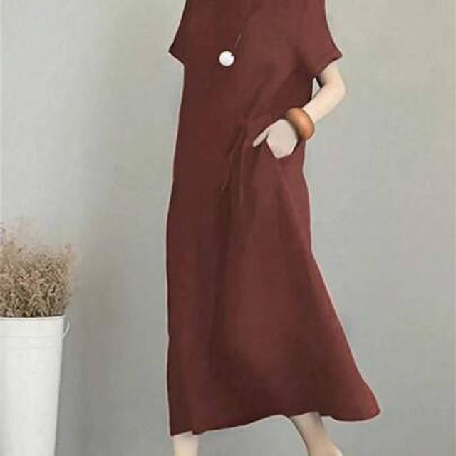 SHEIN Polo Dress Short Sleeve Women&#39;s T-Shirt Dress Loose Midi Dresses Knee-Length Swing Summer Dress Casual Dress With Pockets