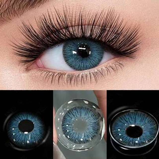 SHEIN 1 Pair Of Colored Contact Lenses, Annual Disposable Popular Large Diameter Contact Lenses With 40% Water Content To Enlarge The Eyes, Eye Makeup And B