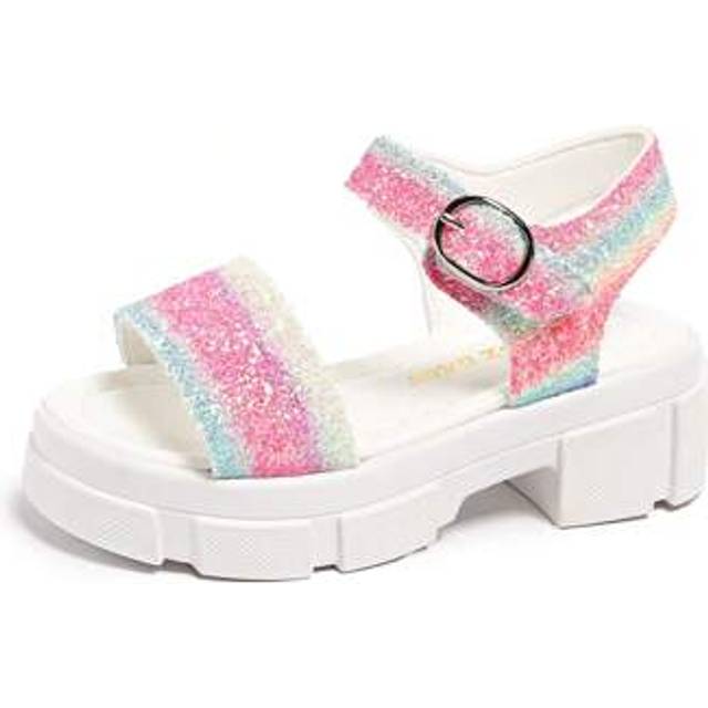 SHEIN New Rainbow Sequin Casual Fashion Children Sandals,Girls Big Kid Shoes