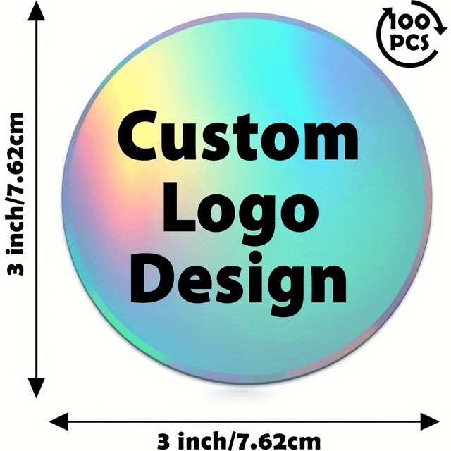 TEMU 50pcs 100pcs 1inch/1.5inch/2inch/2.5inch Custom Round Adhesive Sticker Labels, Rainbow Holographic Thank You Stickers For Small Business, Personalized Hologram Logo Stickers For Commercial Use