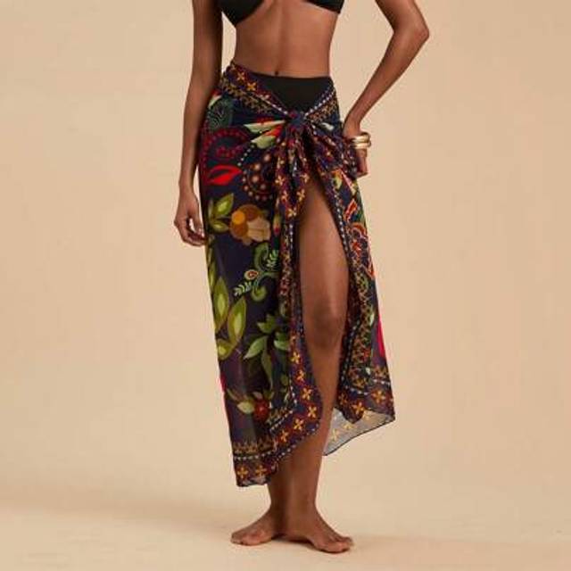 Travachic Summer Women&#39;s Contrast Color Vintage Style Knotted Cover Ups,Summer Outfits For Women,Bathing Suits For Women, Sarong