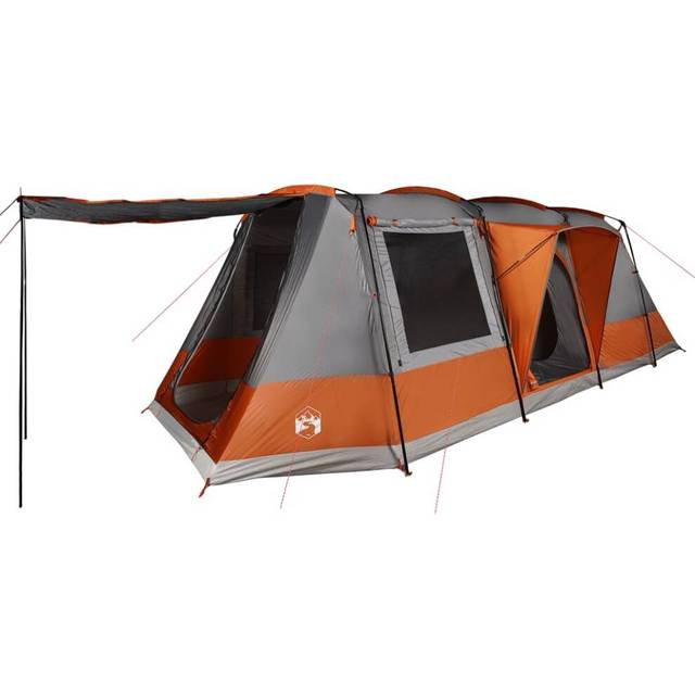 vidaXL Camping Tent Tunnel 4-Person Grey and Orange Waterproof