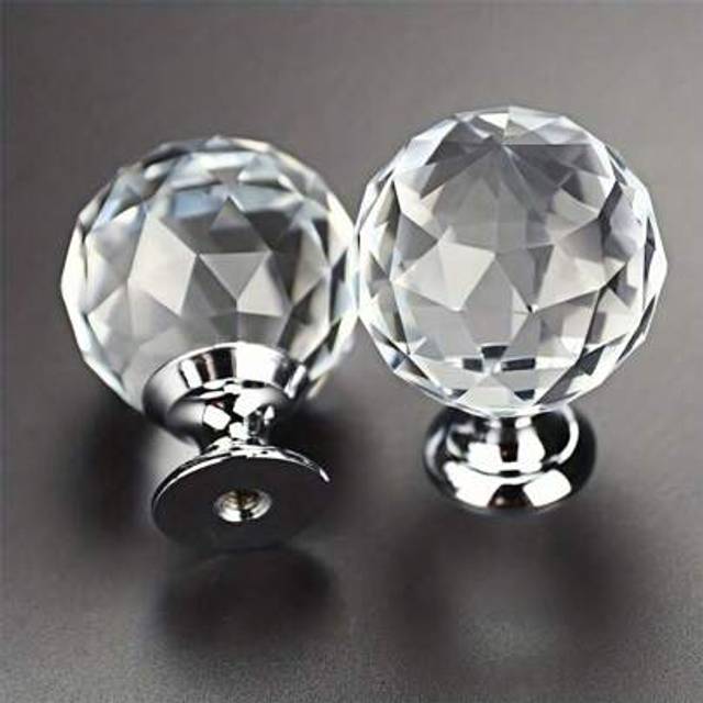 SHEIN 10pcs 30mm Round Crystal Glass Cabinet Knobs, Drawer Pulls Handles For Kitchen/Wardrobe Doors, Furniture Hardware