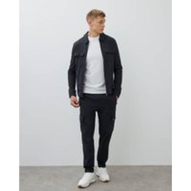 Mens River Island Black Nylon Skinny Fit Cargo Trousers - XSML / R