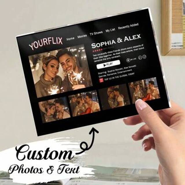 SHEIN 1pc Custom Couple Picture Plaque, Personalzied Movie Photo Plaque, Custom Couple Photo Gift, Personalized Home Decor With Text And Photo, Personalized