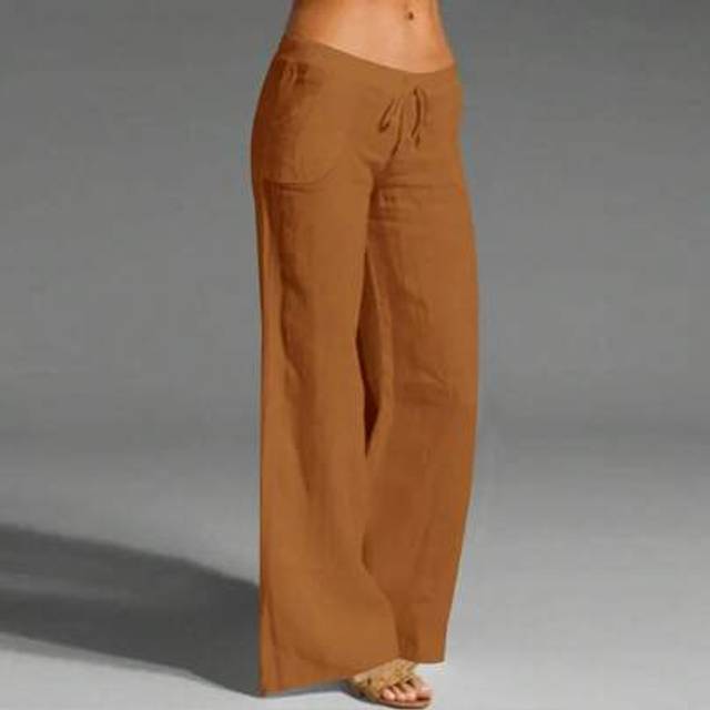 Calvaya Women&#39;s White Linen Pocket Casual Long Pants, Spring/Summer Women S Summer Pants