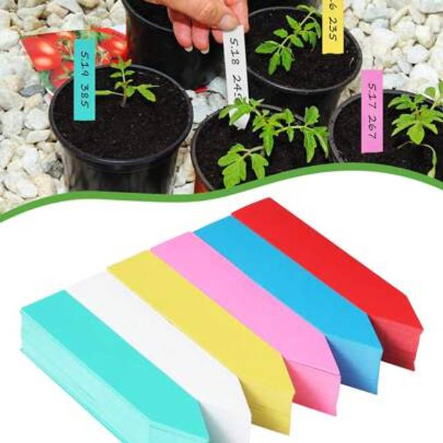 SHEIN 100pcs-Durable Waterproof Plant Tags Plant Labels, Reusable Plastic Waterproof Nursery Stake Tags,Plant Name Tags,Pot Marker, Plastic Garden Labels Fo