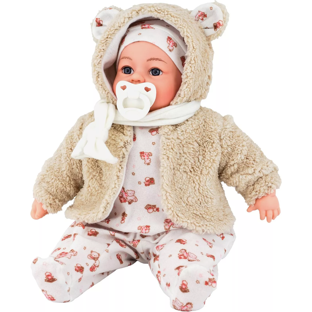 "(Girl Doll In Beige Coat) The Magic Toy Shop 18"" Lifelike Large Soft Bodied Baby Doll Girl Boy Toy With Dummy & Sounds"