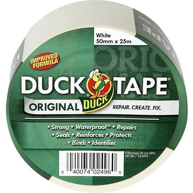 Duck Tape Original White, Improved Formula High Strength Waterproof Gaffer and Duct Adhesive Cloth Repair Tape 50mm X 25m