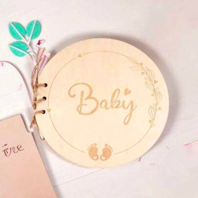 SHEIN 1pcGuest Book , Wooden Cover Christening Guest Book, Shower Visitor Book, Shower Memory Book, A Gift For New Parents And Expectant Mothers