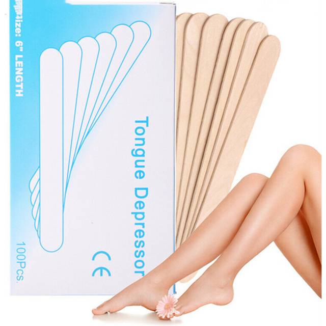 50PCS Wooden Body Hair Removal Sticks Wax Waxing Disposable Hair Removal Cream Beauty Toiletry Kit Wood Tongue Depressor Spatula