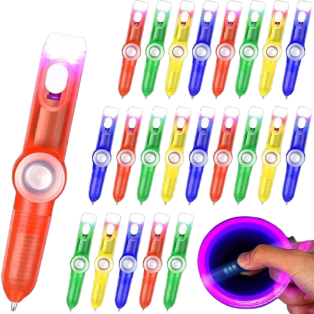 SHEIN 32 LED Rotary Pens - Highlighters - Top Of Hand Glow In The Dark EDC - Schoolseason - Classroom Incentive Prizes, Birthday Gifts, Easter Basket Filler