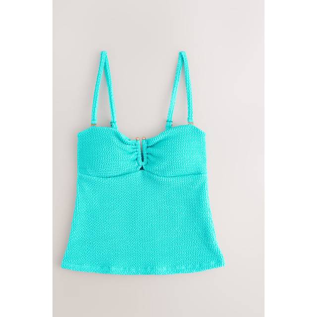 Next Aqua Blue Crinkle Bandeau Tankini Top