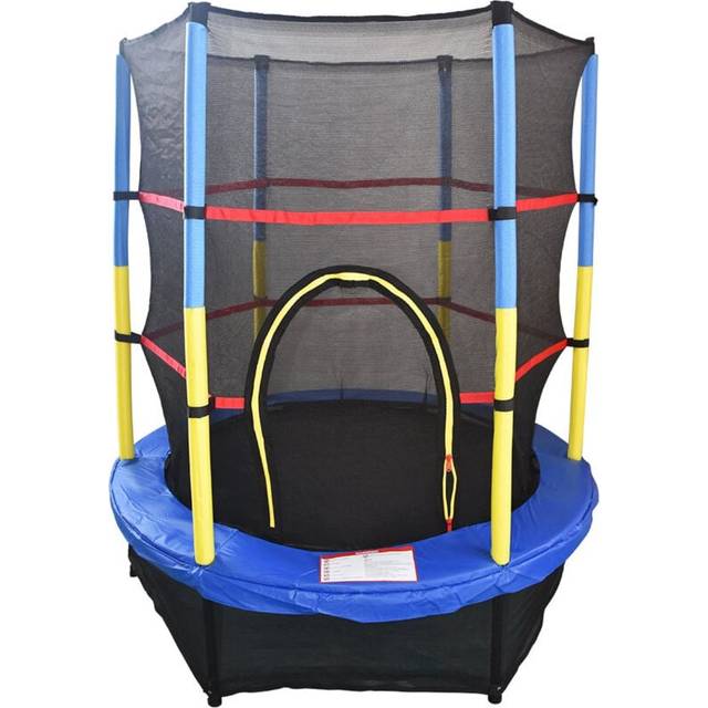 "55"" Junior Trampoline Set 4.5FT With Safety Net Enclosure Kids Outdoor Toy - Blue"
