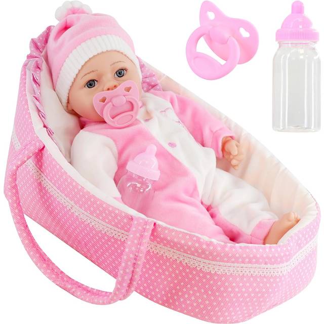 "The Magic Toy Shop 15"" Baby Doll With Sounds & Carry Cot"