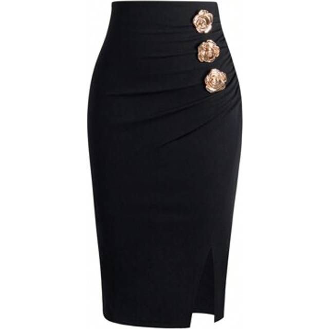 SHEIN EARO Women&#39;s Front Slit Skirt, Elegant & Slimming, Versatile Design