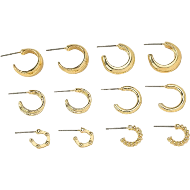 SHEIN 6pairs/Set Fashionable Zinc Alloy Spring Design Cuff Hoop Earrings For Women For Daily Decoration