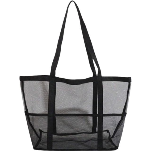 SHEIN 2024 New Beach Mesh Bag Transparent Handbag Digging Sand Bag For Seaside Vacation, Mesh Tote Bagschool Tote Bag,School Bookbag,Portable,Foldable,Busin